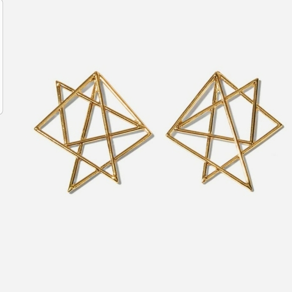 XValeriexx Gold Geometric Earrings - Picture 3 of 5